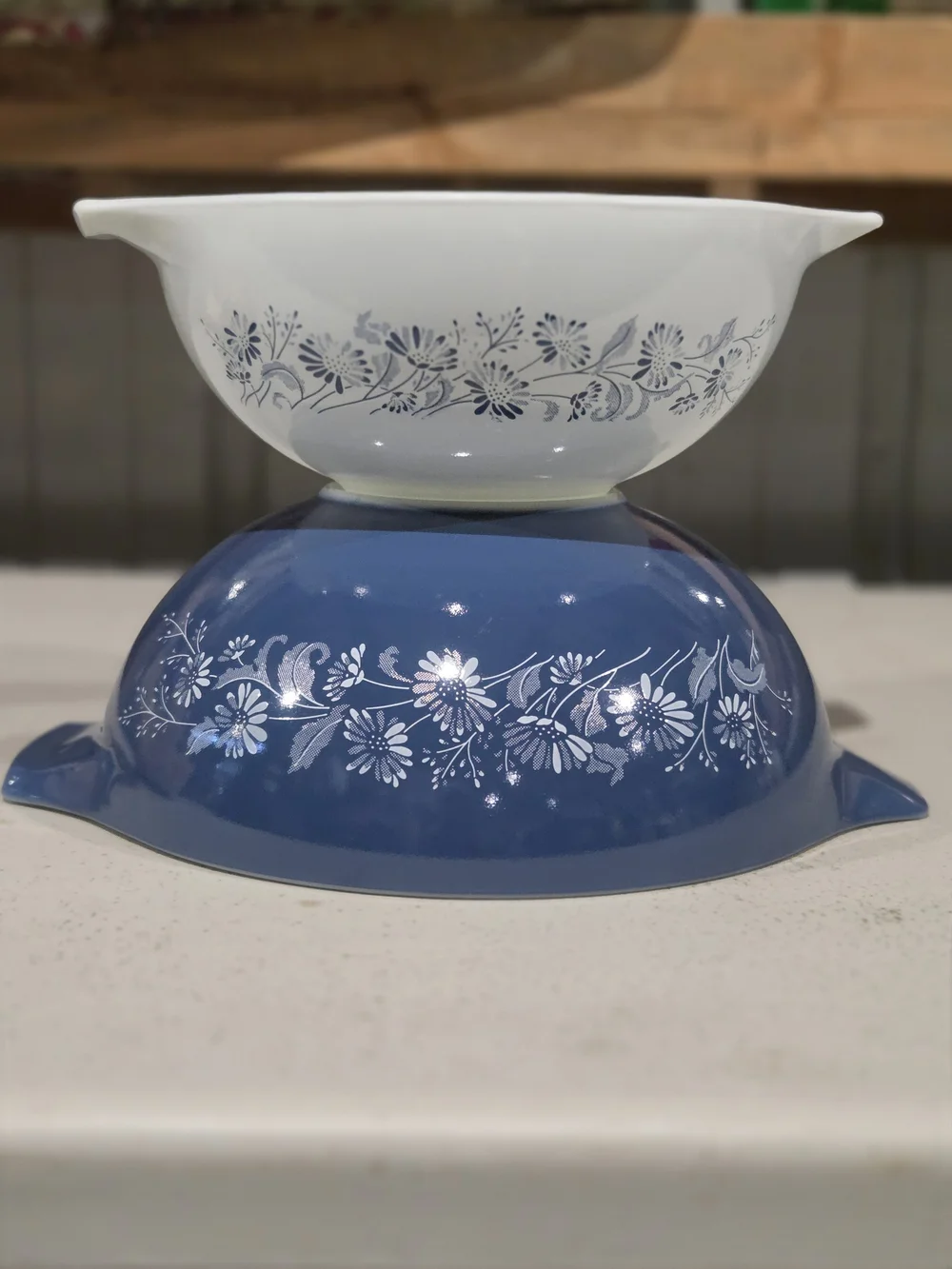 1983 Pyrex Cinderella Colonial Mist Nesting Bowls 2pc 443 & 444